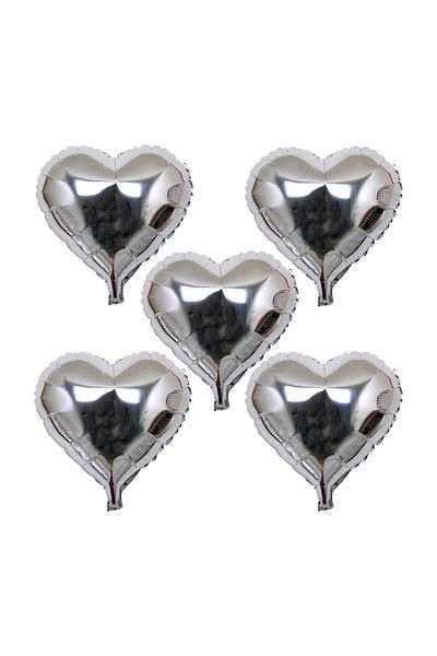 Parti dolabı 5 Pieces Silver Gray Foil Heart Balloon 60cm Helium Flying Valentine's Day