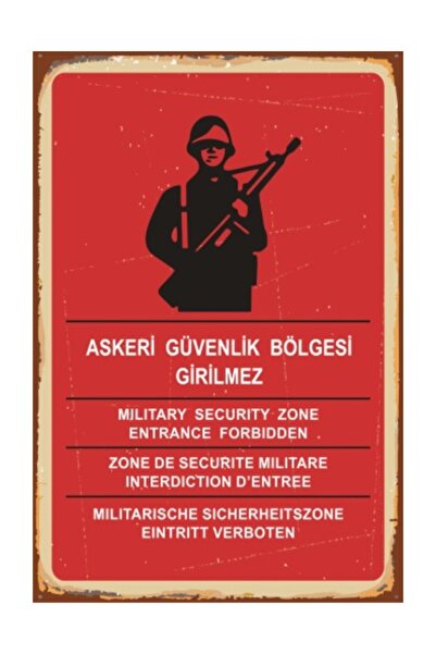 Hayat Poster Askeri Güvenlik Bölgesi Girilmez Retro Vintage Ahşap Poster