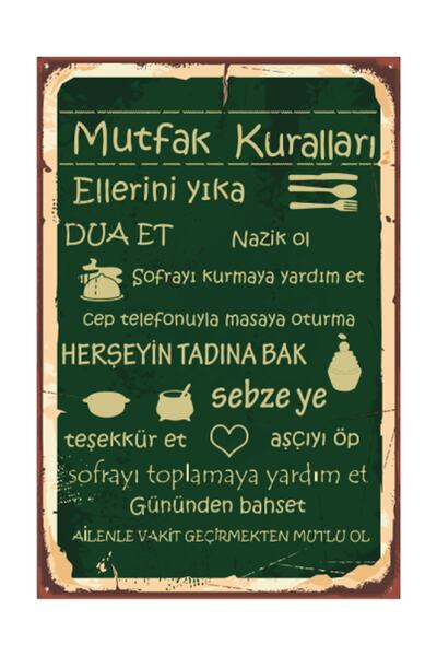 Hayat Poster Murfak Kuralları Tablosu Retro Vintage Ahşap Poster 2030030