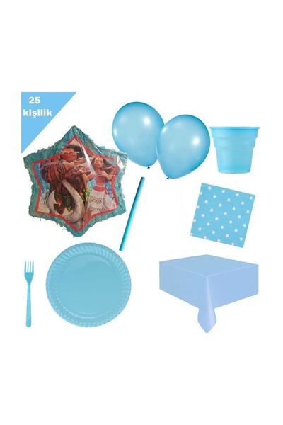 Parti dolabı Moana Pinyata 25 Kişilik Parti seti balon doğum günü