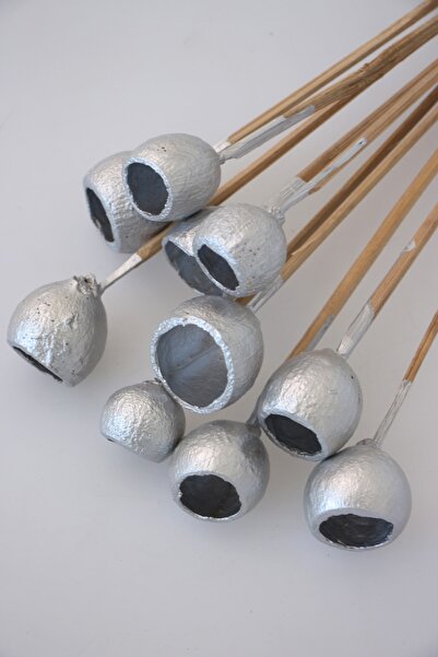 Yapay Çiçek Deposu Διακοσμητικό Μικρό Κύπελλο Κουδουνιού 10 τεμαχίων Τροπική κολοκύθα Ασημί