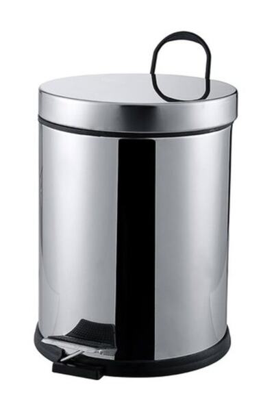 Çelik Ayna 5 Lt Pedal Chrome Trash Can Beige Color, Stylish and Practical Design