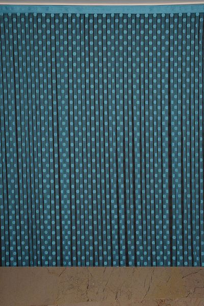 AKÇA TEKSTİL Polka Dot Model Turquoise Color Rope Curtain Ready-made Buttons Sewn Rope Curtain