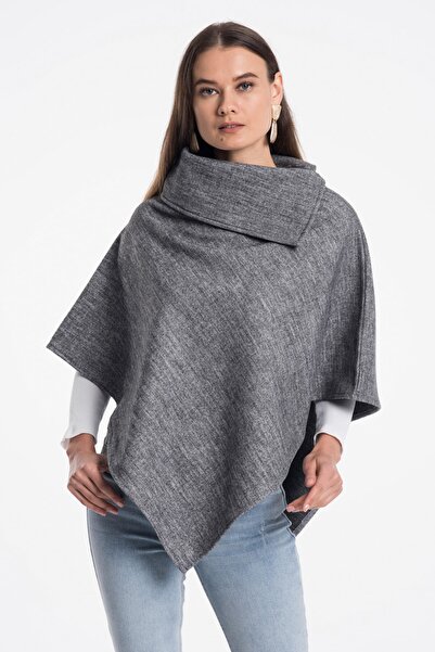 Pitti Women's Gray Melange Poncho Plain 70257