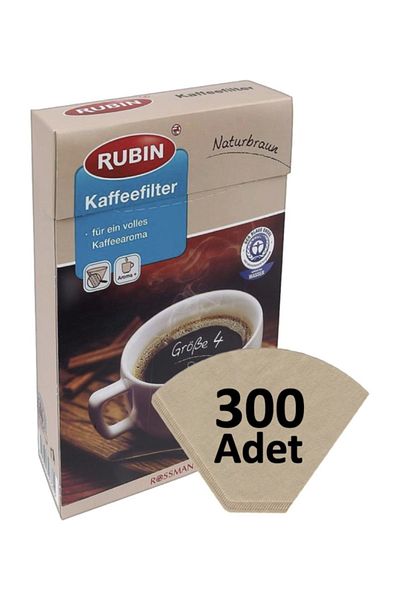 Rubin Coffee Filter Number 4 (Large Size) Natural Paper 300 Pieces