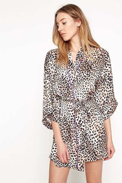 Koton Γυναικεία ρόμπα με καφέ σχέδιο 7YLK52099MW