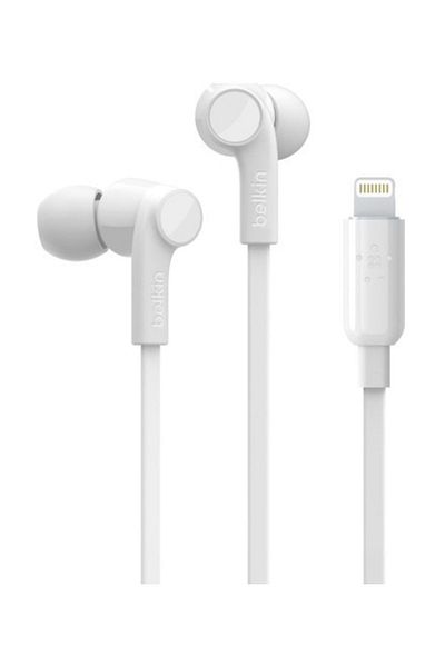 Belkin White Rockstar Lightning Earbuds and Headphones Set