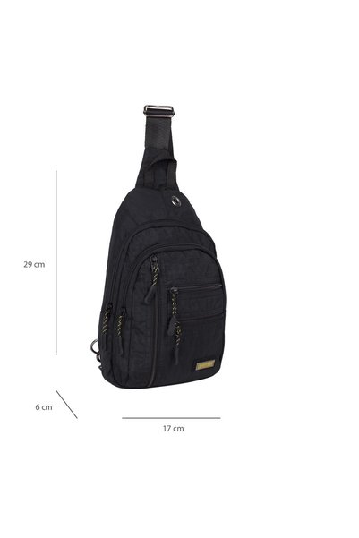 Bagacar Unisex Black Fabric Cross Chest Body Bag And Backpack