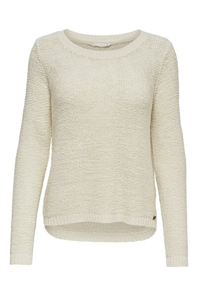 ONLY Γυναικείο πουλόβερ με μακρύ μαλακό πλεκτό λαιμόκοψη σε ανοιχτό λευκό χρώμα 15113356   ONLGEENA