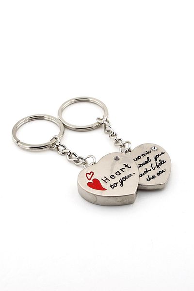 Solfera Unisex Intertwining Hearts Double Metal Keychain Kc544