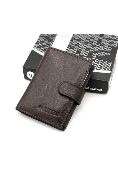 WEST POLO CÜZDAN Brown Men's Leather Transparent Card Holder with Paper Money Eyes WP3068