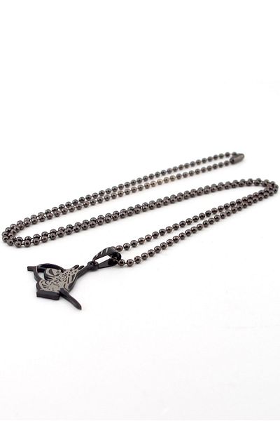 Solfera Men's Ottoman Tuğra Black Gray Steel Necklace K736