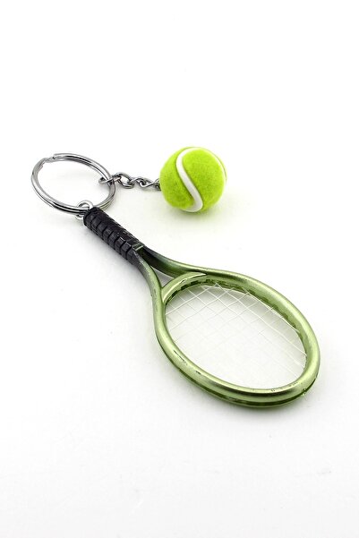 Solfera Unisex Yeşil Renkli Tenis Raketi Ve Topu Pvc Anahtarlik Kc767