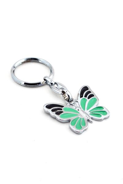 Solfera Unisex Yeşil Siyah Renk Kelebek Metal Anahtarlik Kc578