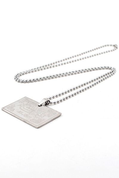 Solfera Men's Quadrilateral Plate Prayer Written Steel Necklace K518