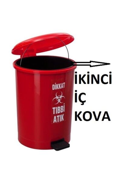 Safell Çift Kovalı Tıbbi Atık Çöp Kovası Pedallı 30 Litre - Atık Kovası Turuncu