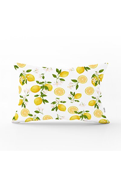 Realhomes Husă de pernă cu model de lămâie, culori de primăvară, box digital, dreptunghiulară