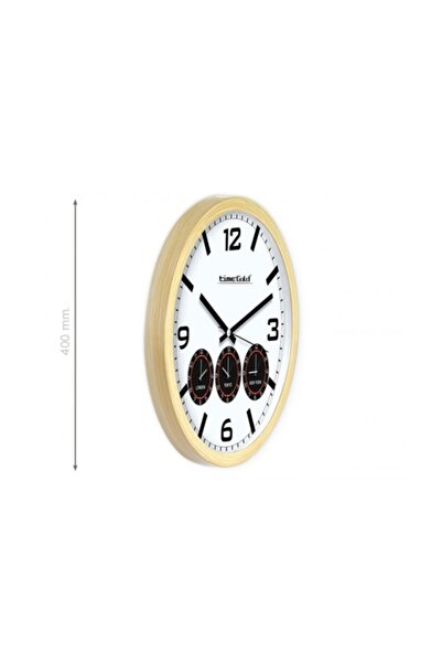 Time Gold Ceas de perete din plastic cu 4 dimensiuni ale capitalilor lumii 40 cm