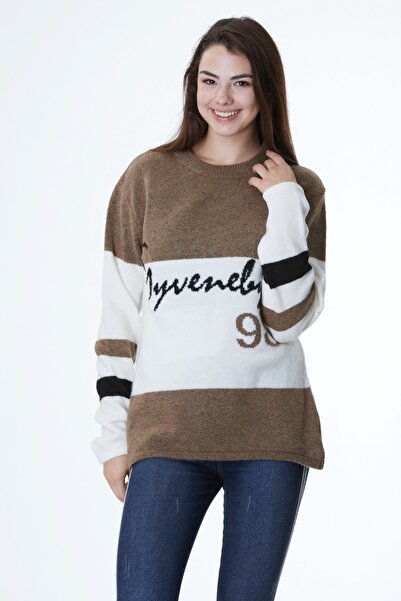 Pink Poem Pulover de damă cu model de culoare cafea - PP097-1