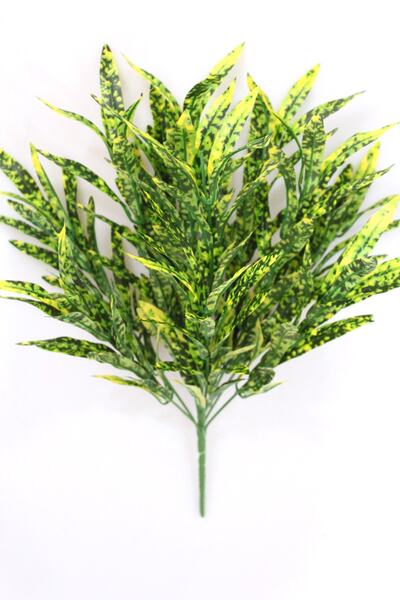 Yapay Çiçek Deposu Yapay Ince Yapraklı Kabarık Dekoratif Bitki Yeşil-Sarı