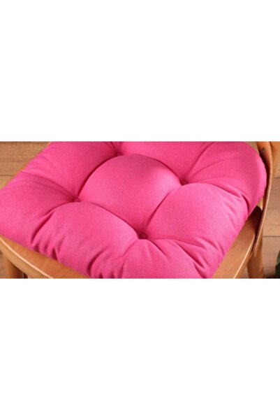 ALTINPAMUK 4-Piece Gold Fuchsia Pofidik Chair Cushion Special Stitched Lace up 40X40Cm
