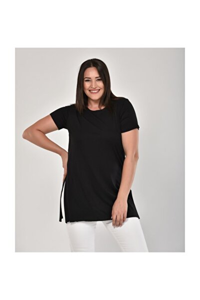 Seamoda Slit Basic T-Shirt Black