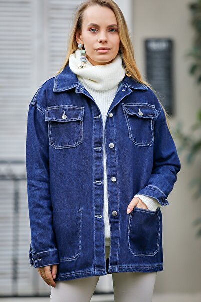 Chiccy Γυναικείο Giant Pocket Λεπτομερές τζιν μπουφάν Oversize M 10210100 CE99436 ΚΕΜ