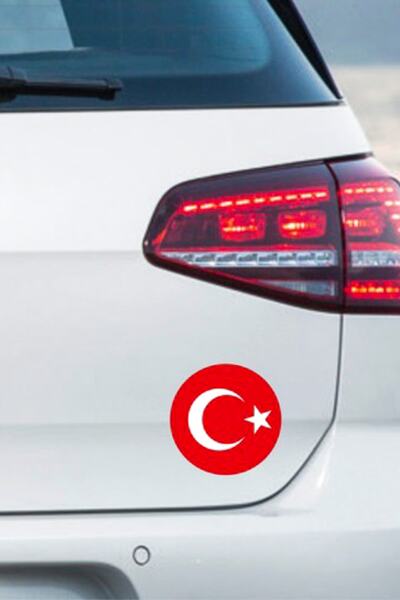 Sticker Sepetim Yuvarlak Türk Bayrağı Oto Sticker