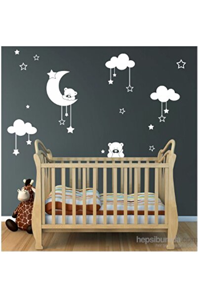 Sticker Sepetim Ayıcık Bulutlar Yıldızlar Sticker