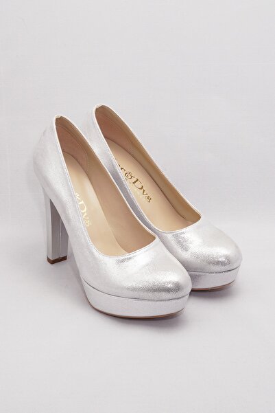 Çnr&Dvs Silver Women's Classic Heeled Shoes CNR2001Silver Plated