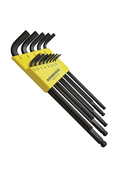 BONDHUS 10937 مجموعة مفاتيح ألين ذات رأس كروي طويل بقياس 13 قطعة معزولة