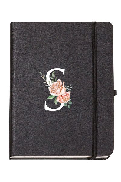 mooodcase Rose Patterned Thermo Leather Notebook with Letter S