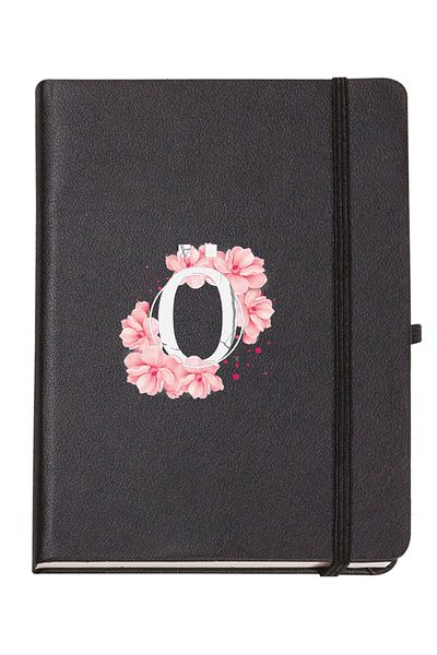 mooodcase Pink Flower Patterned Thermo Leather Notebook with Letter O