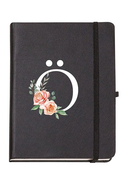 mooodcase Rose Patterned Thermo Leather Notebook with Letter O