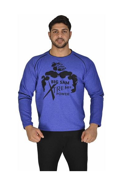 Big Sam Blue Cotton Winter Sweatshirt Big Sam 4672
