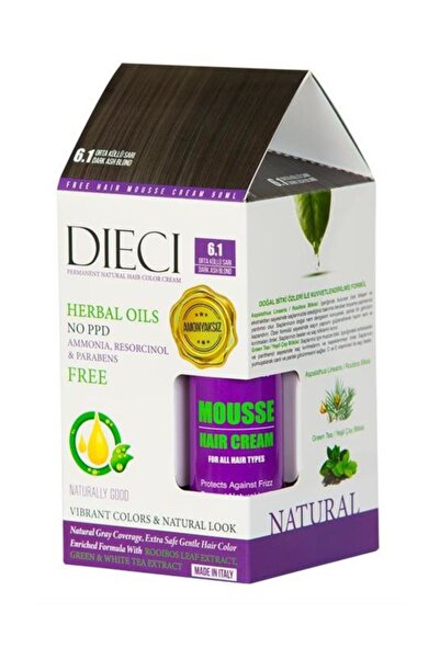 Dieci Amonyaksız Saç Boyası 6.1 Dark Ash Blond - Orta Küllü Sarı + Free Hair ...