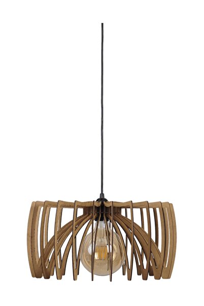 MadamVila Ahşap Rustik Büyük Boy Tekli Avize