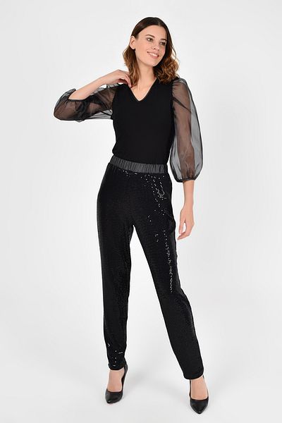 Laranor Γυναικείο Παντελόνι Μαύρη Παγιέτα 19L6770