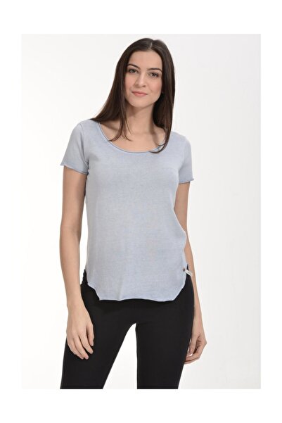 Cotton Candy Масляне прання Короткий рукав Футболка - Льодовий сірий