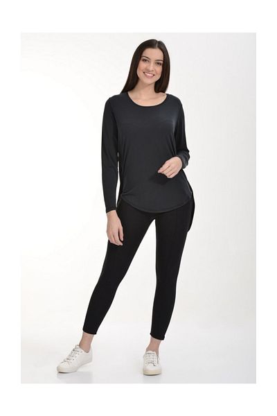 Cotton Candy Υφαντό Λεπτομερές Modal T-Shirt - Anthracite