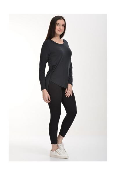 Cotton Candy Woven Detailed Modal T-Shirt - Anthracite