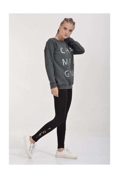 Cotton Candy Світшот Champagne з срібним принтом - антрацит