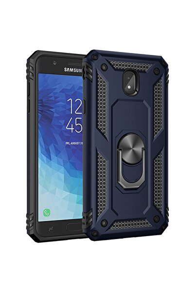 Molly Galaxy J7 Pro Uyumlu Lacivert Megatron Yüzüklü Silikon Pc Kılıf