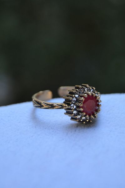 Stoneage Ruby Stone Adjustable Women's Ring