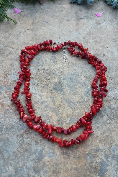 Stoneage Jewellery Coral Natural Stone Both Short and Long Ladies Necklace
