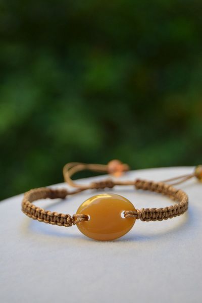 Stoneage Natural Stone Macrame Sports Bracelet - Agate
