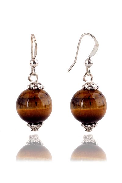 Stoneage Earrings Tiger Eye Natural Stone F00304