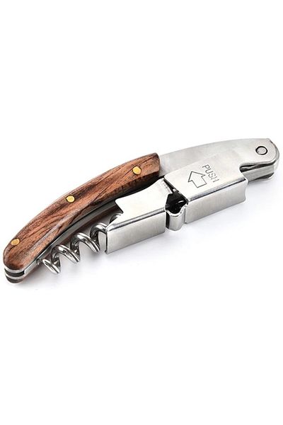 Arin Stainless Steel and Wooden Handle Corkscrew - Bottle Wine Cork Opener