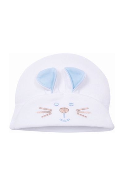 Sevi Bebe Baby Girl White Embroidered Eared Hat