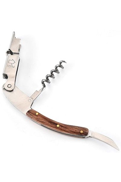 Arin Stainless Steel and Wooden Handle Corkscrew - Bottle Wine Cork Opener